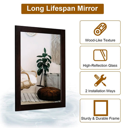 Wall Mount Mirror Wood-Like Frame Rectangle Modern Hanging Mirror - A-1 Thread Vault