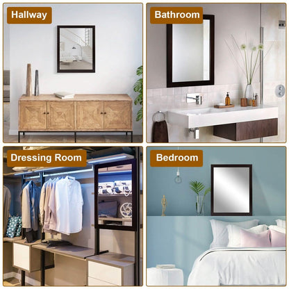 Wall Mount Mirror Wood-Like Frame Rectangle Modern Hanging Mirror - A-1 Thread Vault
