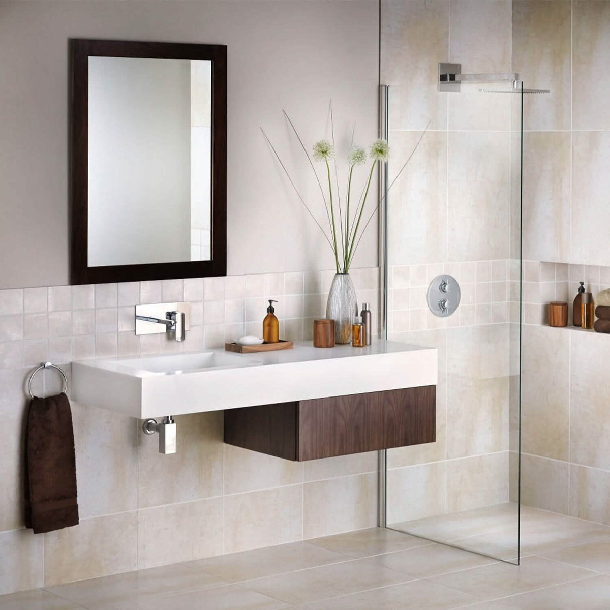 Wall Mount Mirror Wood-Like Frame Rectangle Modern Hanging Mirror - A-1 Thread Vault