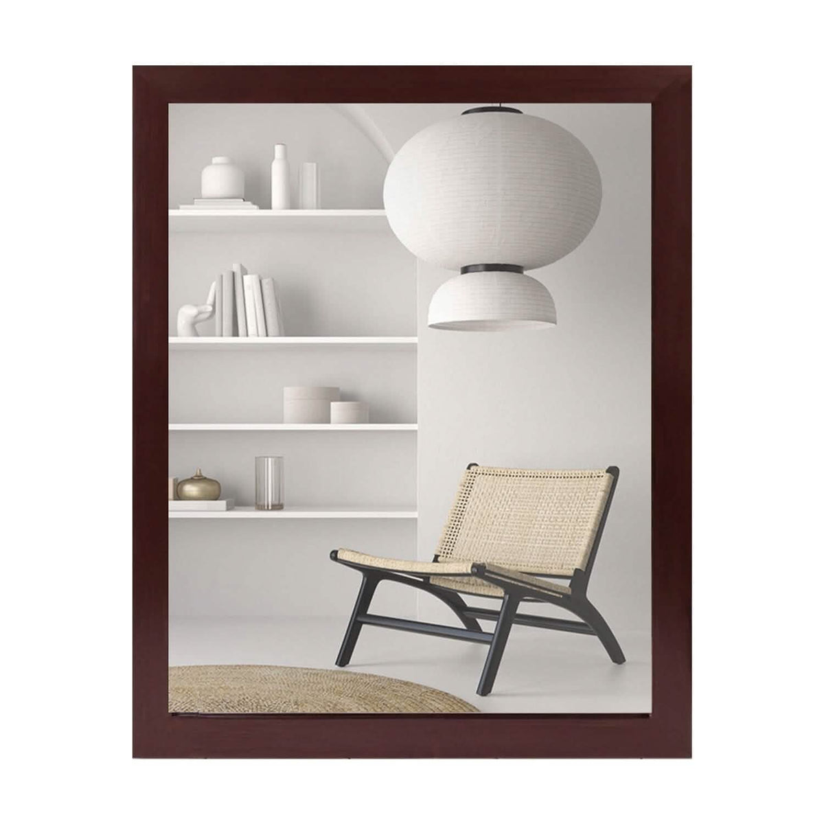 Wall Mount Mirror Wood-Like Frame Rectangle Modern Hanging Mirror - A-1 Thread Vault