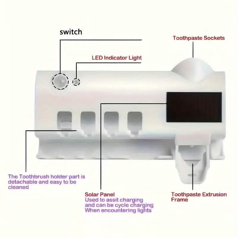Wall Mounted 4 Slot Toothbrush UV Disinfection Device - A-1 Thread Vault