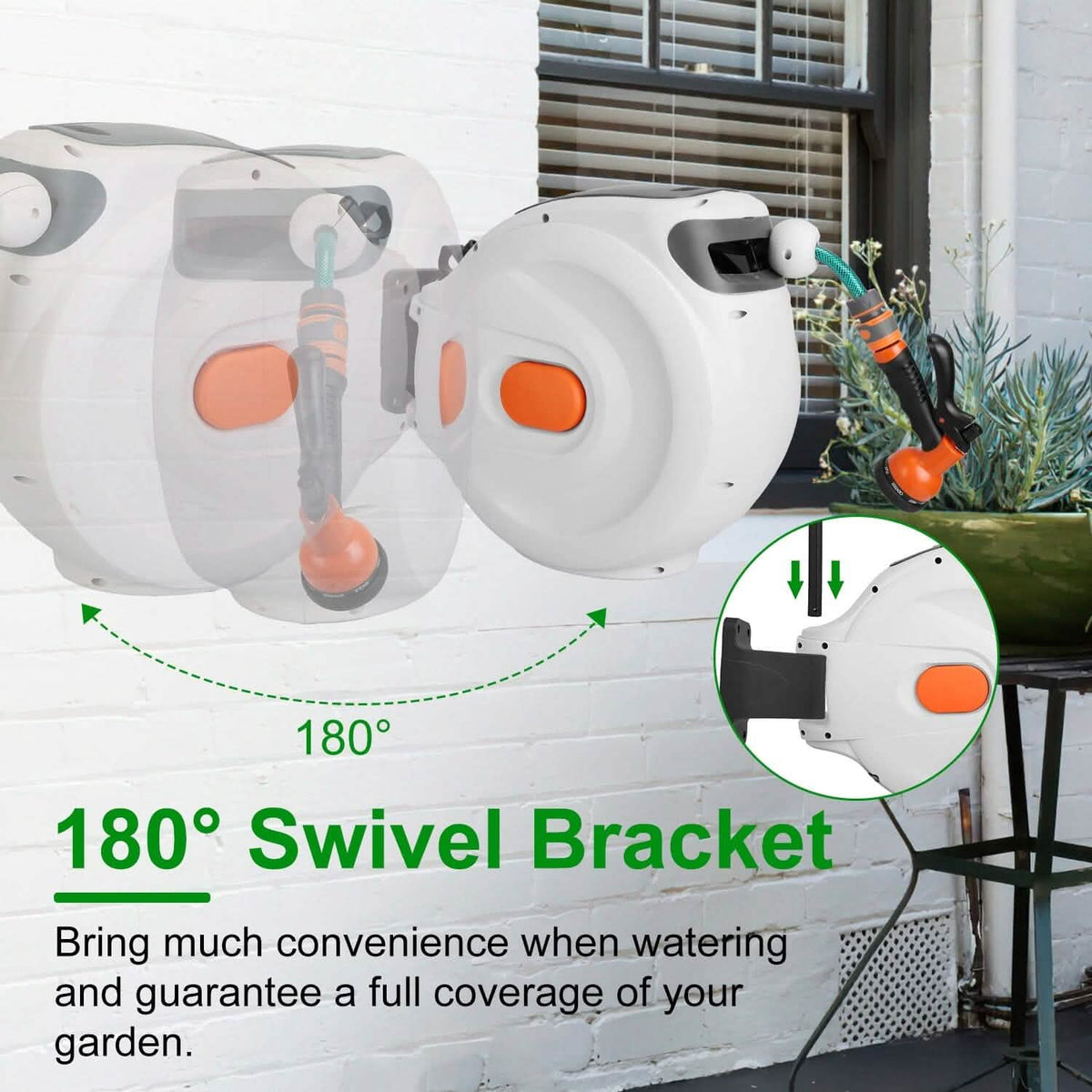 Wall Mounted Automatic Retractable Garden Hose Reel - A-1 Thread Vault