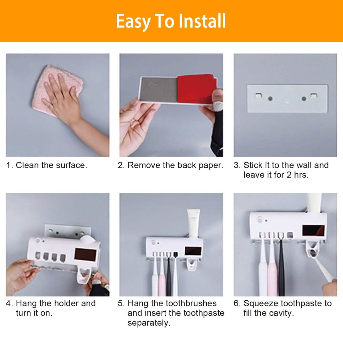 Wall Mounted Toothbrush Sanitizer Holder IR Induction UV Sanitization Rack - A-1 Thread Vault