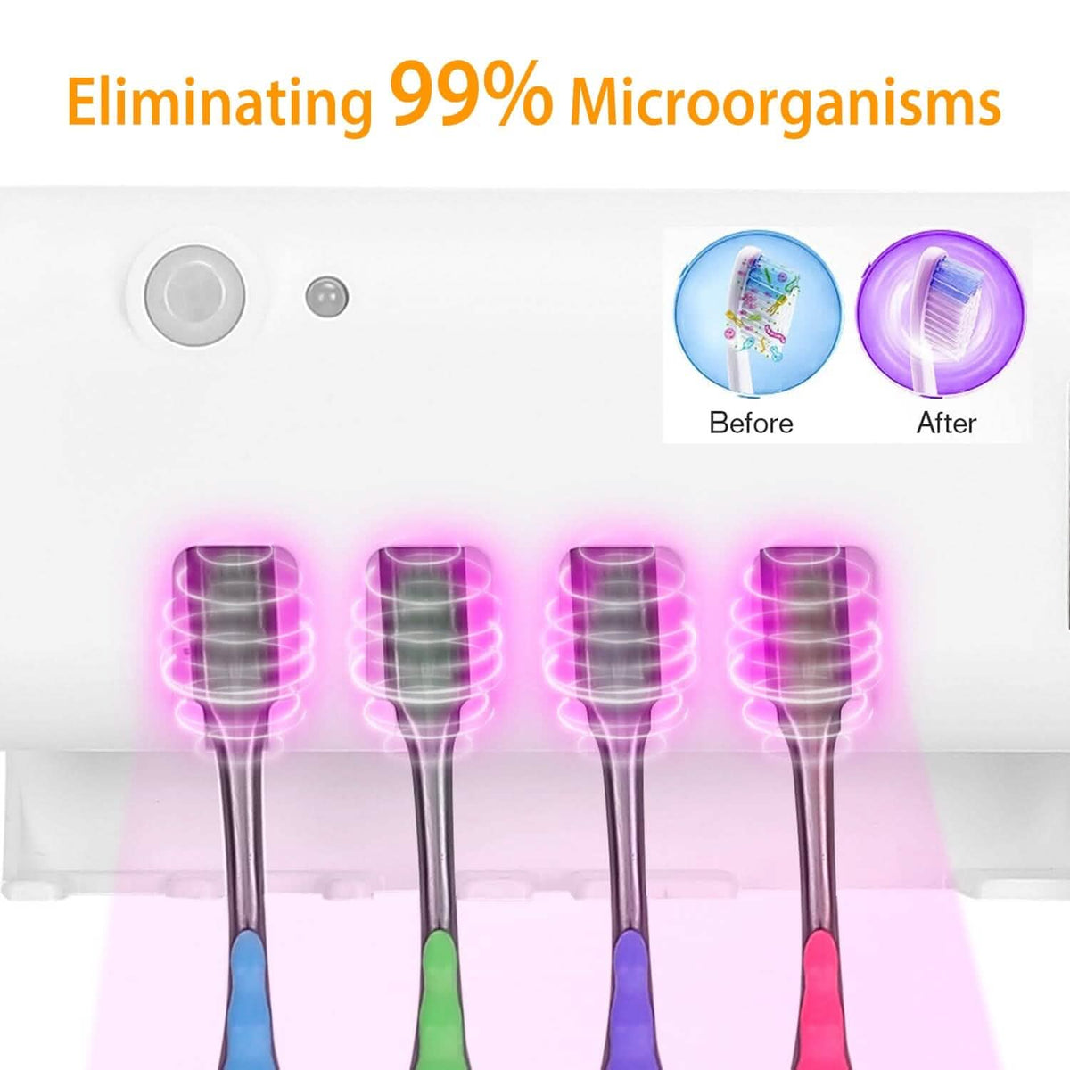Wall Mounted Toothbrush Sanitizer Holder IR Induction UV Sanitization Rack - A-1 Thread Vault