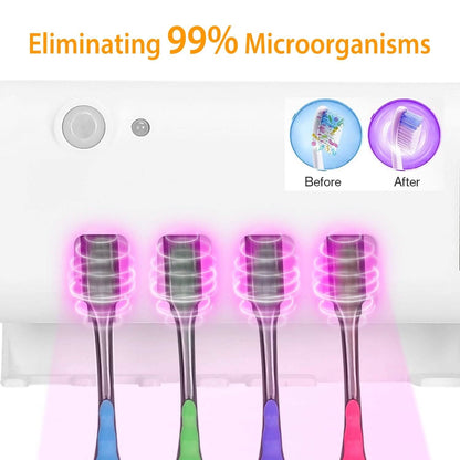 Wall Mounted Toothbrush Sanitizer Holder IR Induction UV Sanitization Rack - A-1 Thread Vault