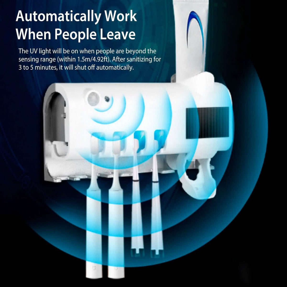 Wall Mounted Toothbrush Sanitizer Holder IR Induction UV Sanitization Rack - A-1 Thread Vault