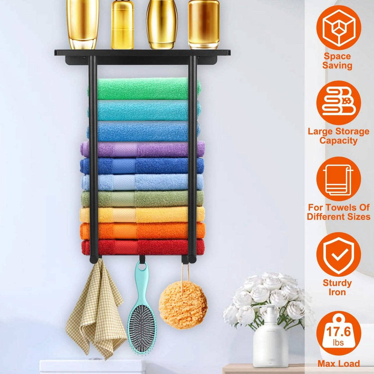 Wall Mounted Towel Rack for Rolled Towels - A-1 Thread Vault
