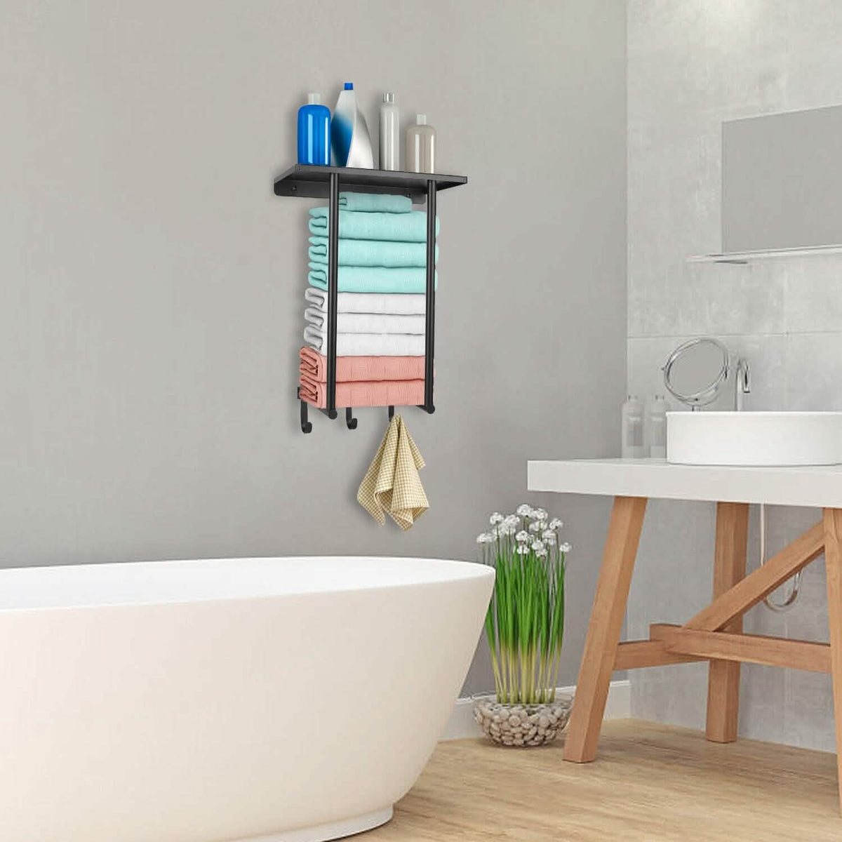 Wall Mounted Towel Rack for Rolled Towels - A-1 Thread Vault