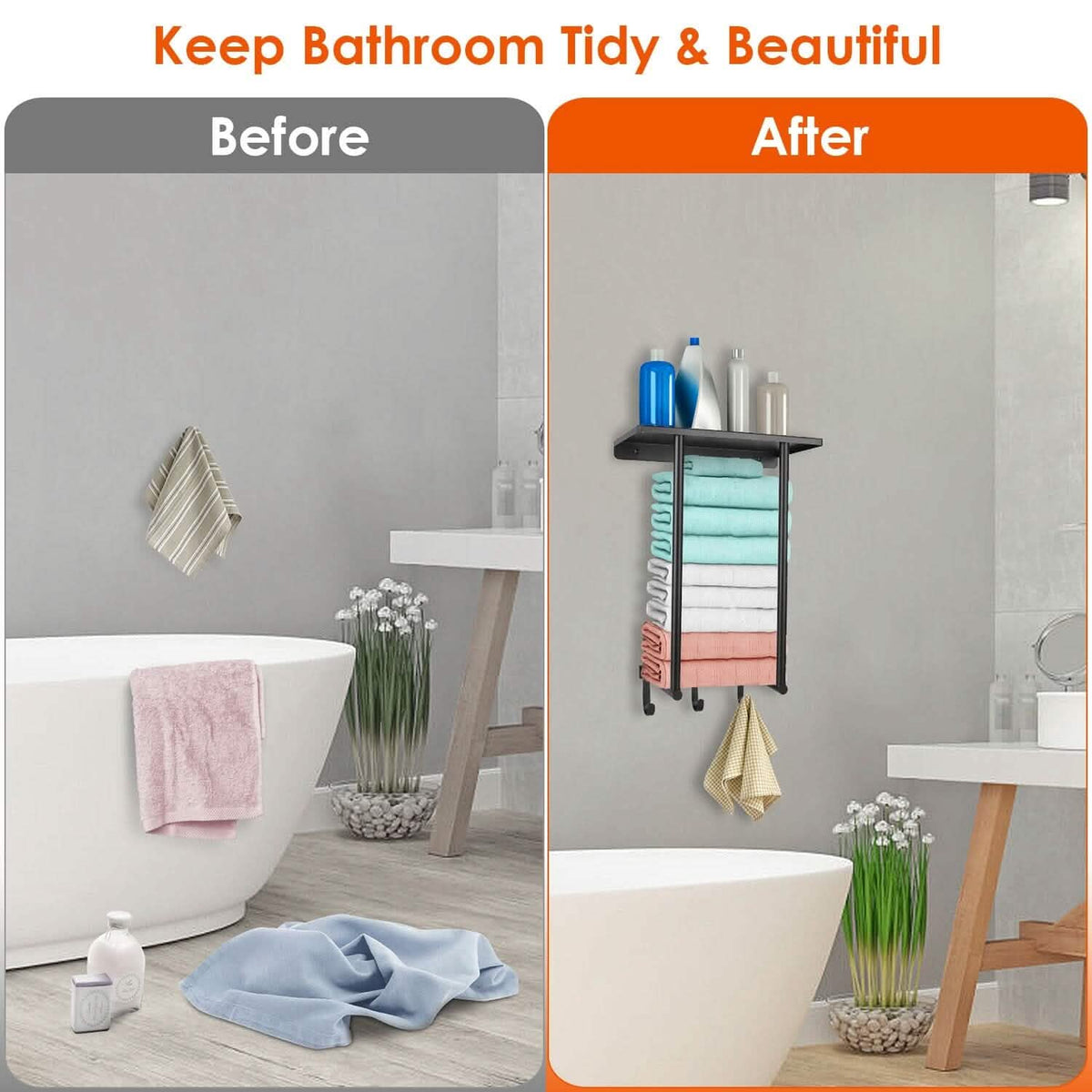 Wall Mounted Towel Rack for Rolled Towels - A-1 Thread Vault
