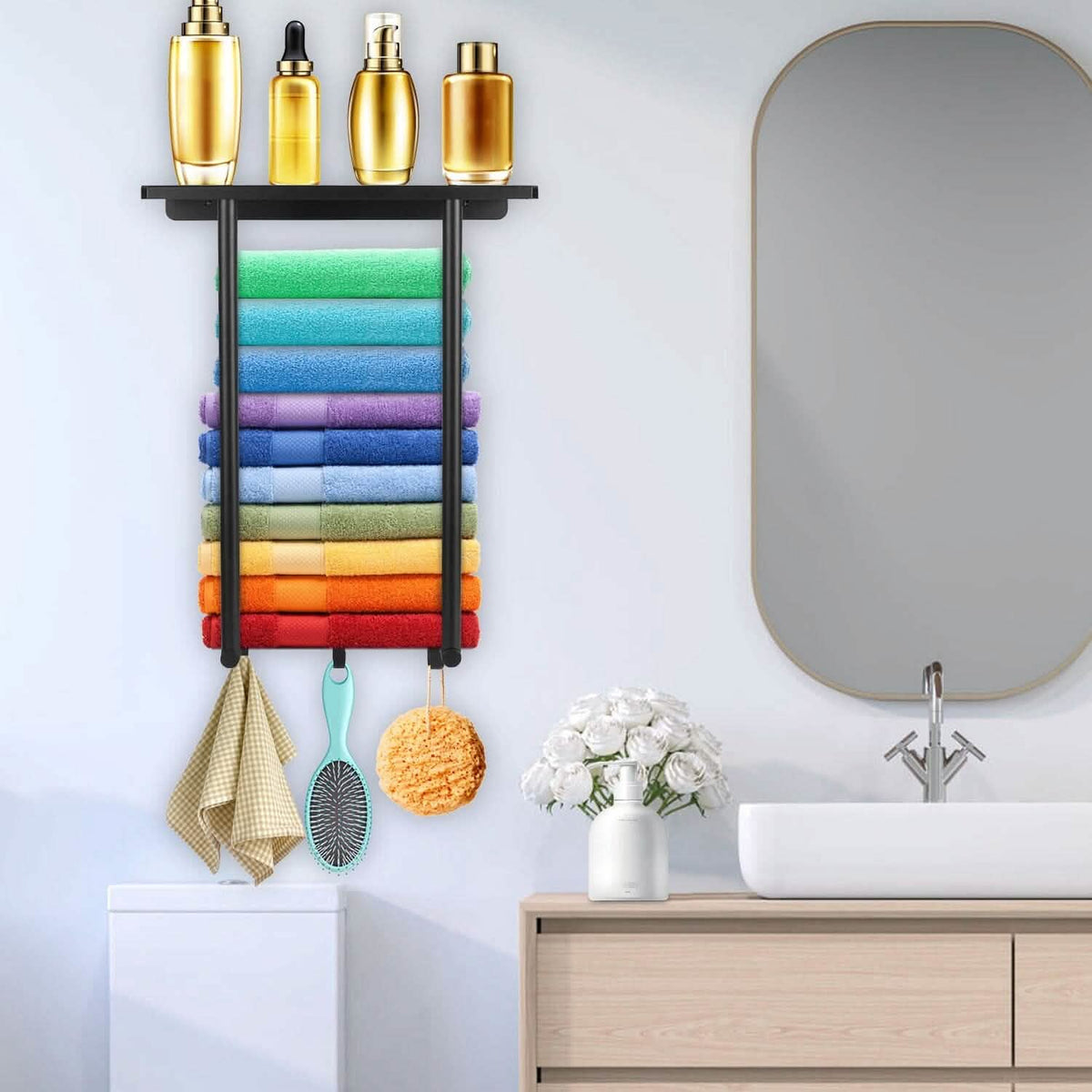 Wall Mounted Towel Rack for Rolled Towels - A-1 Thread Vault