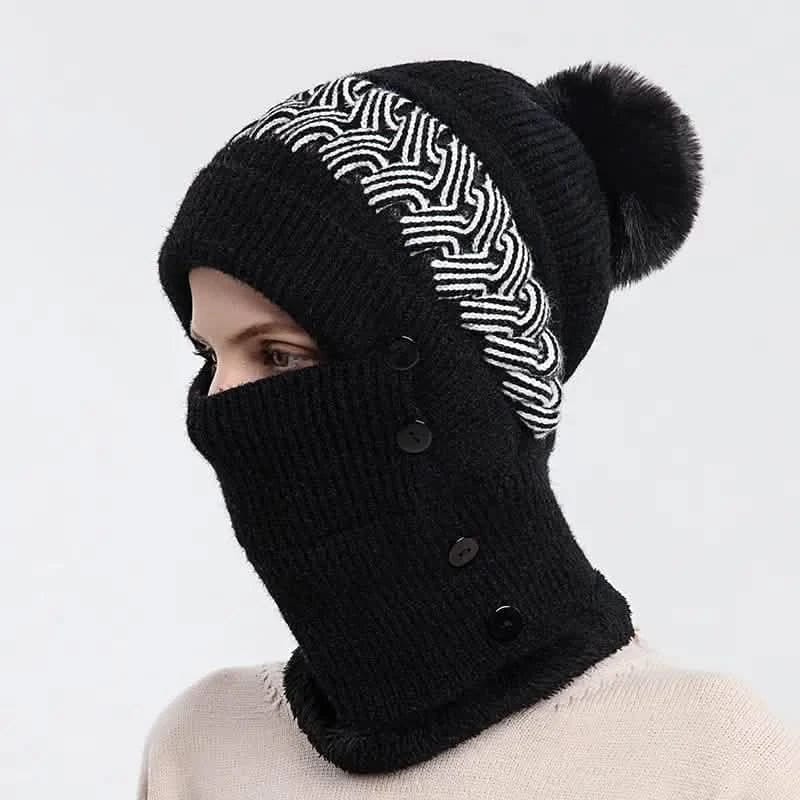 Warm Knitted Beanie Hat and Neck Warmer Set - A-1 Thread Vault