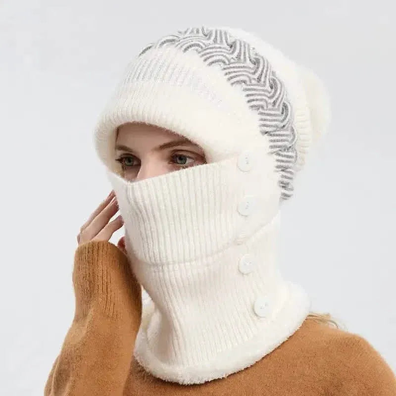 Warm Knitted Beanie Hat and Neck Warmer Set - A-1 Thread Vault