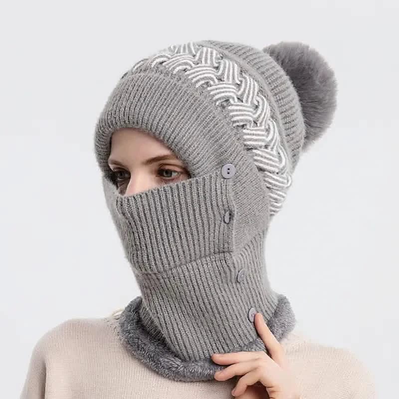 Warm Knitted Beanie Hat and Neck Warmer Set - A-1 Thread Vault