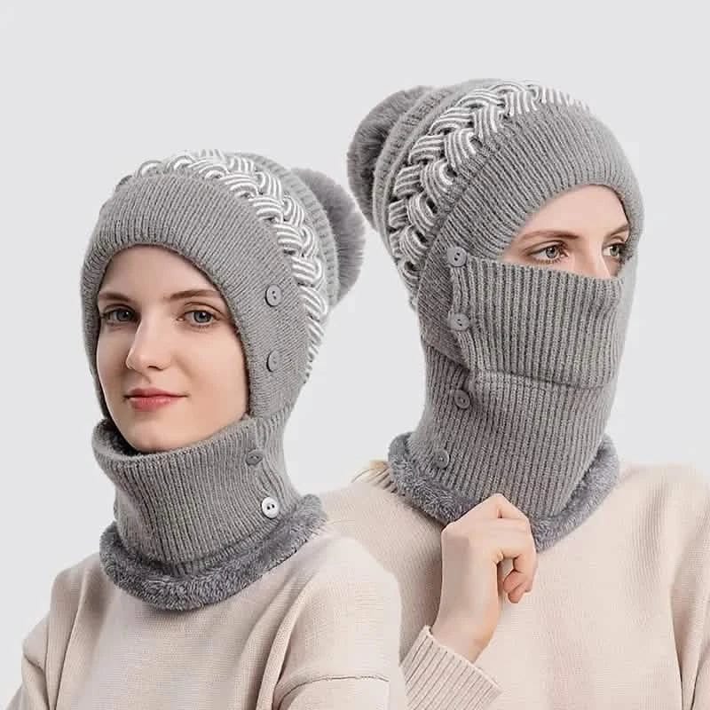 Warm Knitted Beanie Hat and Neck Warmer Set - A-1 Thread Vault