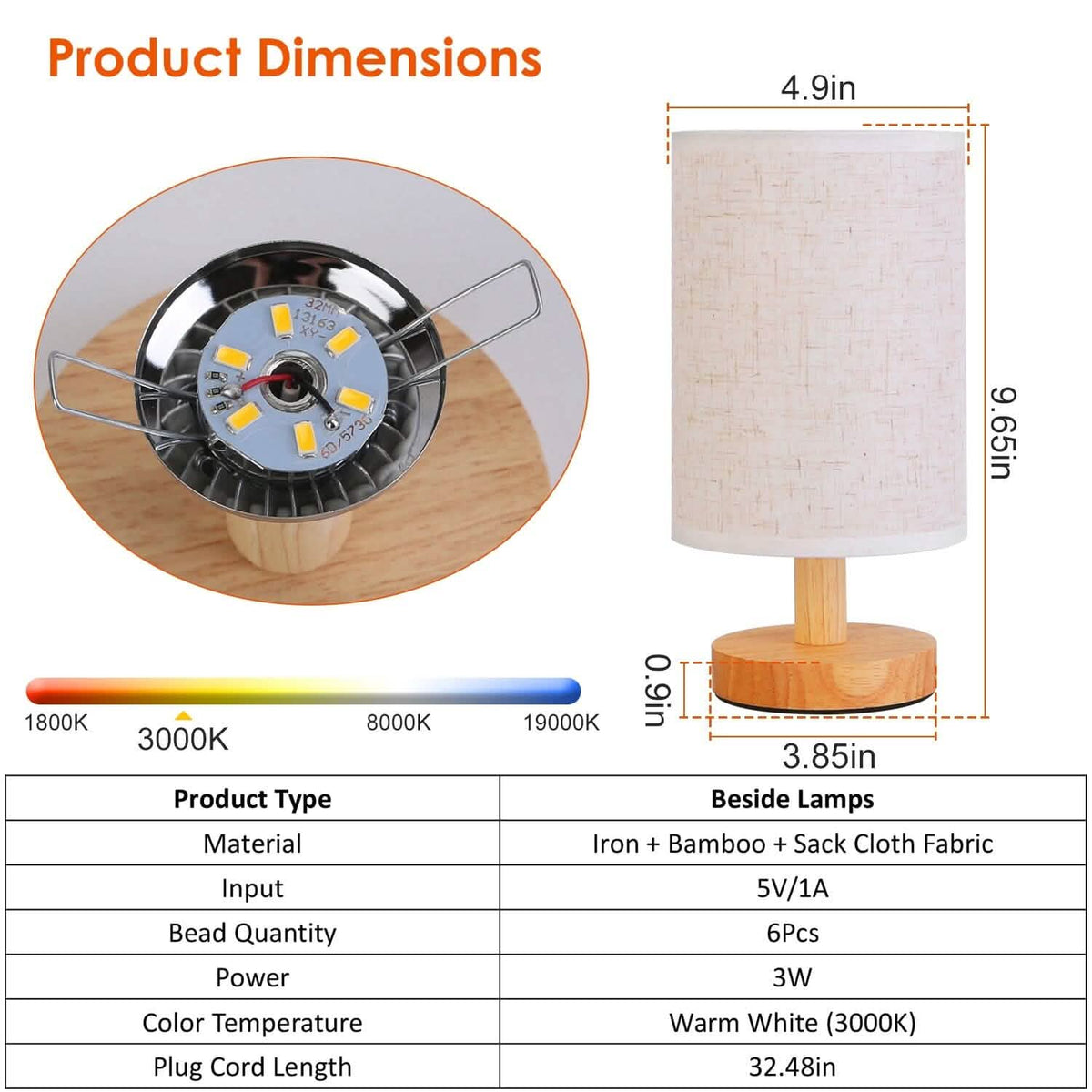 Warm White Nightstand Lamp USB Plug Modern Lantern - A-1 Thread Vault