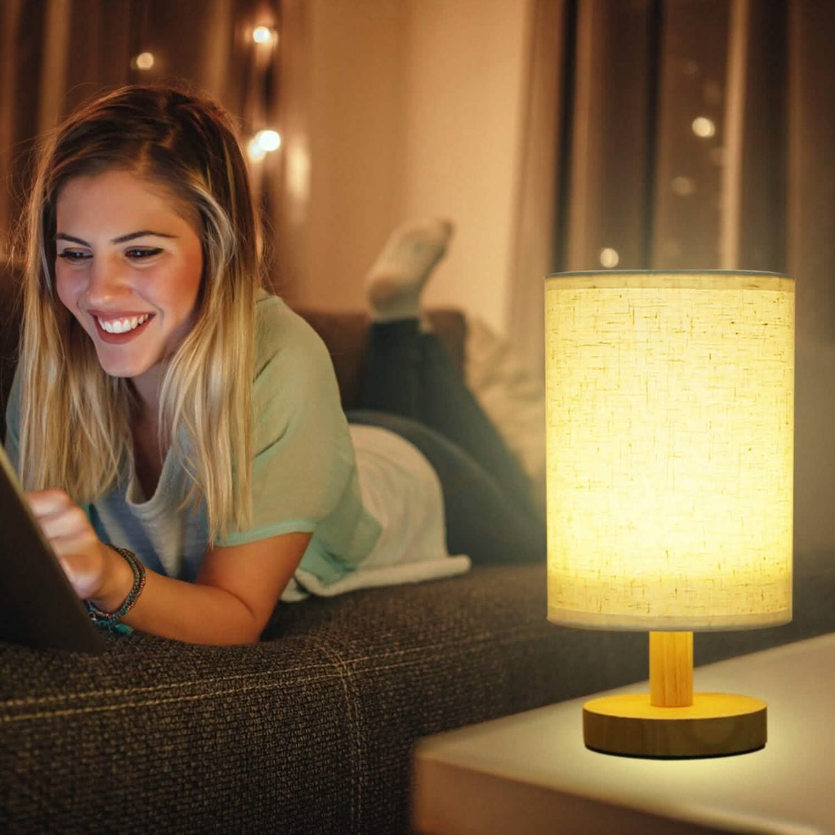 Warm White Nightstand Lamp USB Plug Modern Lantern - A-1 Thread Vault