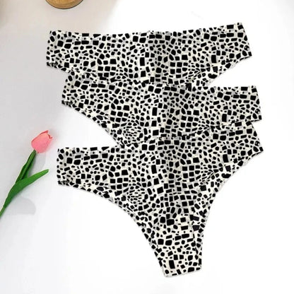 WarmSteps 3Pcs/Set Sexy Leopard Thongs Women's Panties Thongs 2024 New Female Underwear Seamless Printed Panties Ice Silk Briefs - A-1 Thread Vault