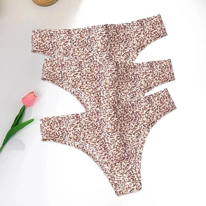 WarmSteps 3Pcs/Set Sexy Leopard Thongs Women's Panties Thongs 2024 New Female Underwear Seamless Printed Panties Ice Silk Briefs - A-1 Thread Vault
