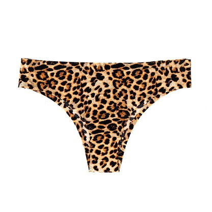 WarmSteps 3Pcs/Set Sexy Leopard Thongs Women's Panties Thongs 2024 New Female Underwear Seamless Printed Panties Ice Silk Briefs - A-1 Thread Vault