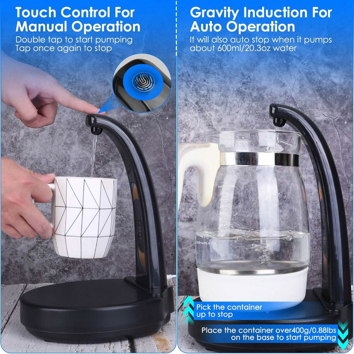 Water Bottle Dispenser USB Rechargeable Mini Water Jug for 1-5 Gallon Water Jugs - A-1 Thread Vault