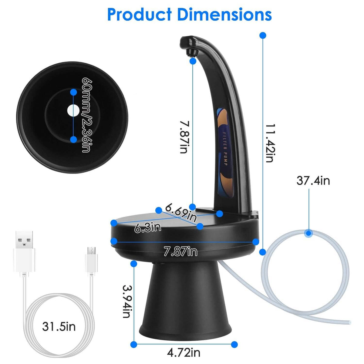 Water Bottle Dispenser USB Rechargeable Mini Water Jug for 1-5 Gallon Water Jugs - A-1 Thread Vault