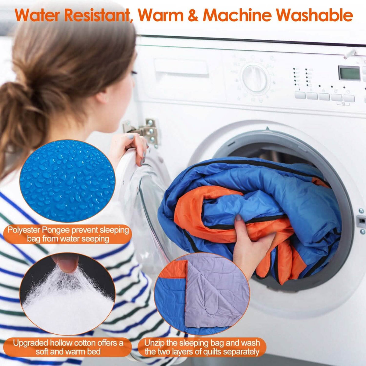 Water Resistant Camping Cotton Liner Sleeping Bag with Sack - A-1 Thread Vault