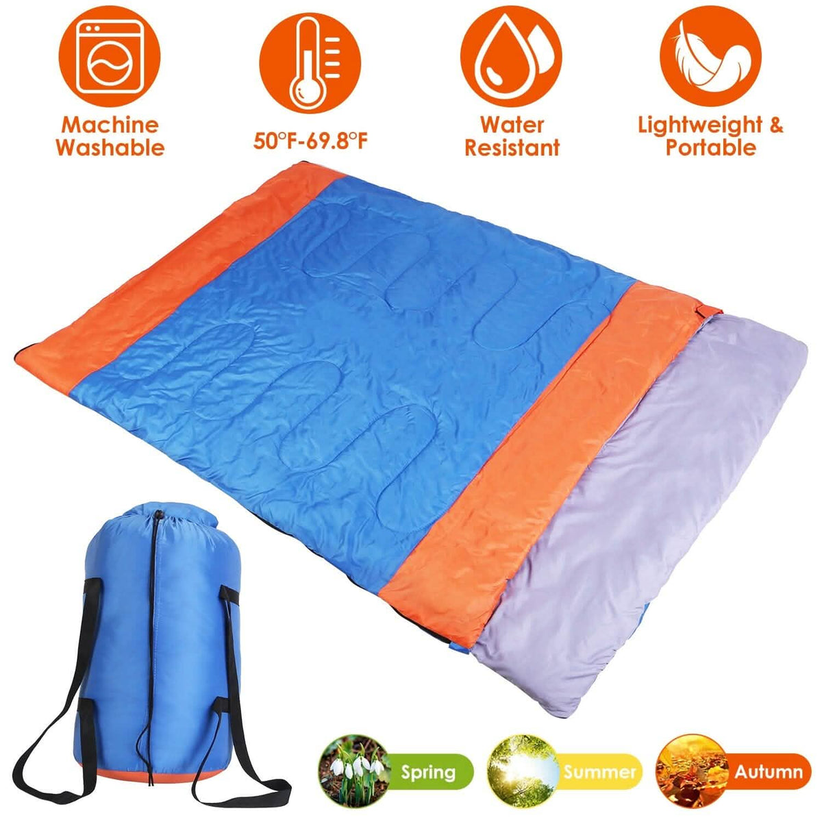 Water Resistant Camping Cotton Liner Sleeping Bag with Sack - A-1 Thread Vault