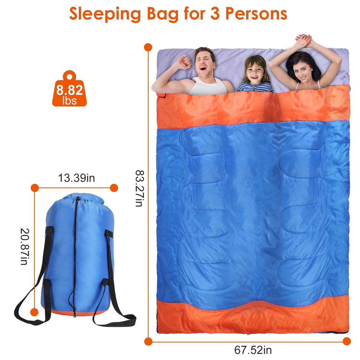 Water Resistant Camping Cotton Liner Sleeping Bag with Sack - A-1 Thread Vault