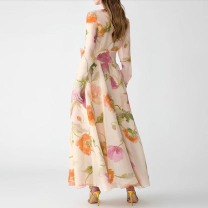Watercolour Floral Shirt Maxi Dress(MS414) - A-1 Thread Vault