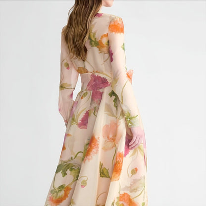 Watercolour Floral Shirt Maxi Dress(MS414) - A-1 Thread Vault