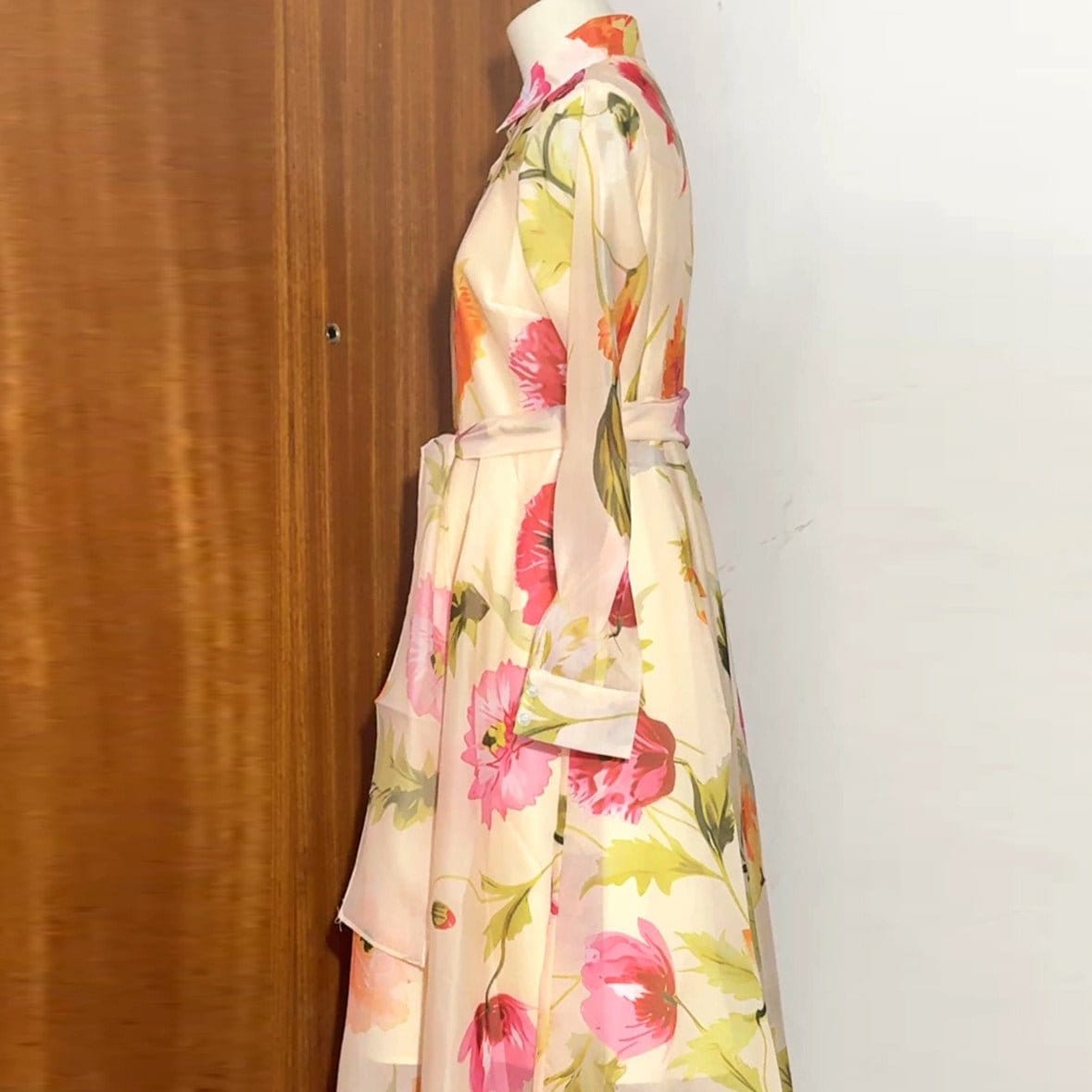 Watercolour Floral Shirt Maxi Dress(MS414) - A-1 Thread Vault