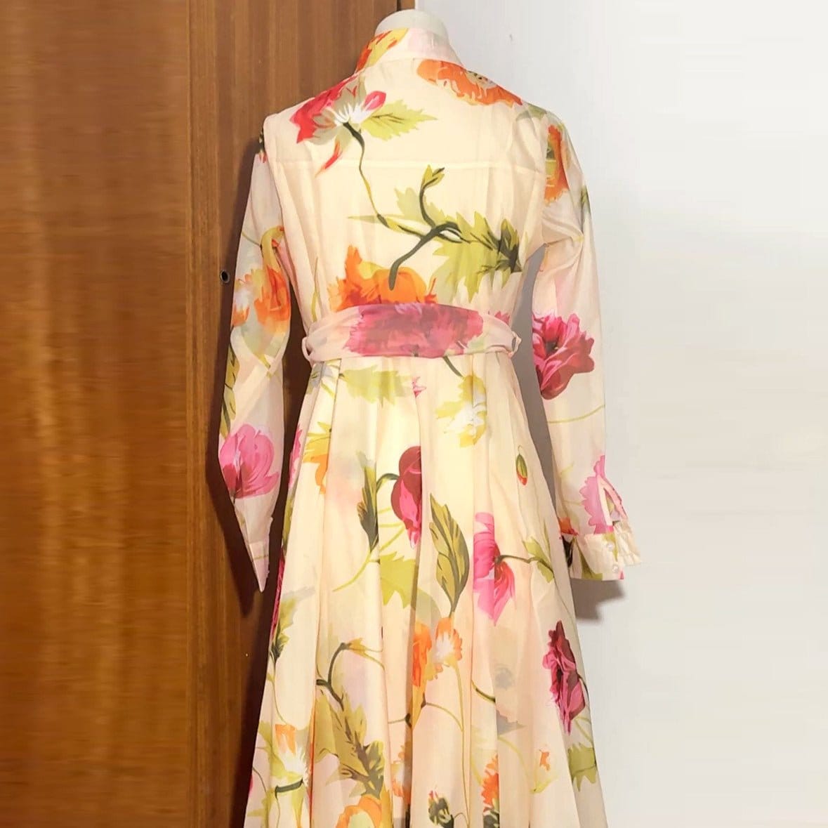 Watercolour Floral Shirt Maxi Dress(MS414) - A-1 Thread Vault