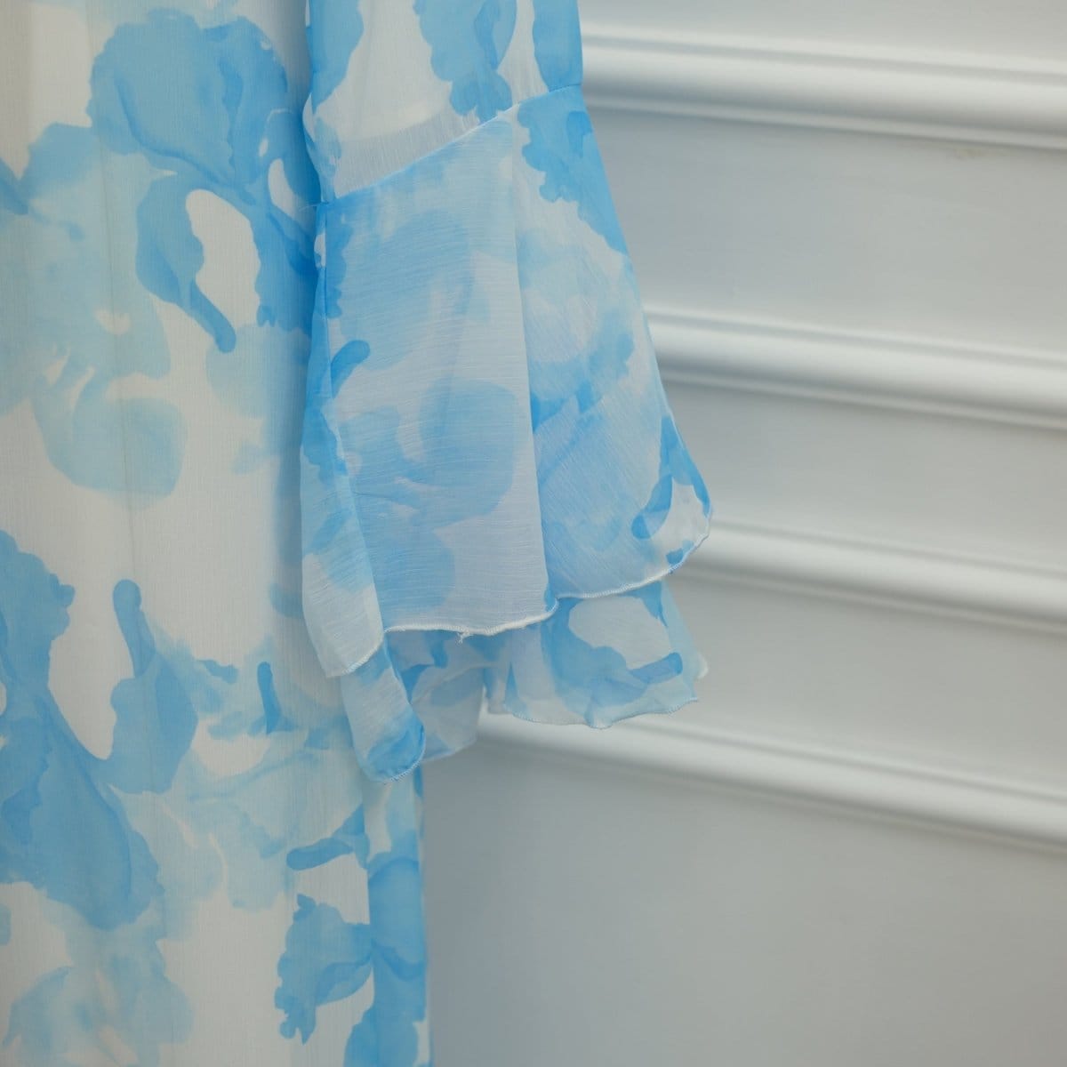 Watercolour Print Double-Layer Flared-Sleeve Maxi Dress(MS479) - A-1 Thread Vault