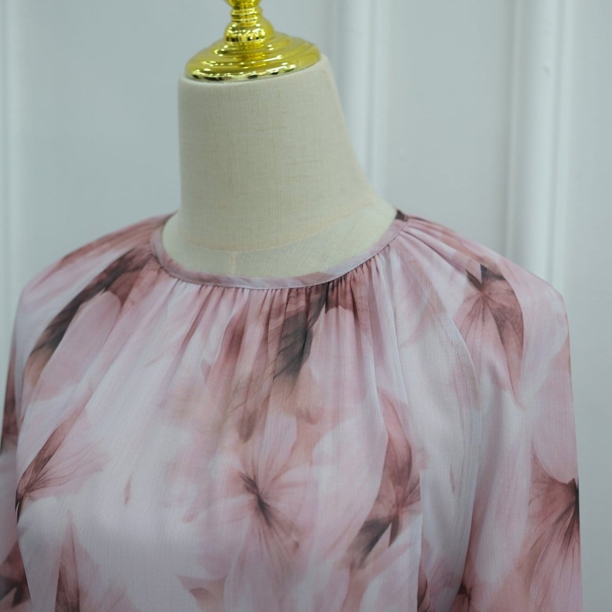 Watercolour Print Double-Layer Flared-Sleeve Maxi Dress(MS479) - A-1 Thread Vault