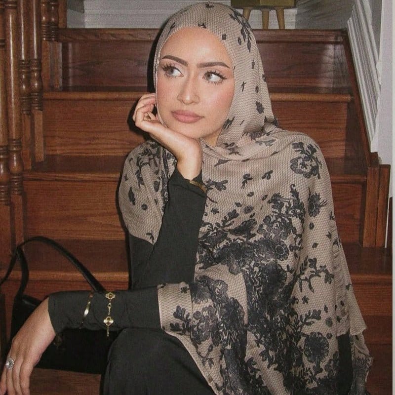 Watercolour Print Hijab Shawl(MH229) - A-1 Thread Vault