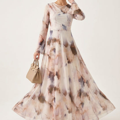 Watercolour Print Maxi Dress(MS447) - A-1 Thread Vault
