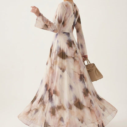 Watercolour Print Maxi Dress(MS447) - A-1 Thread Vault