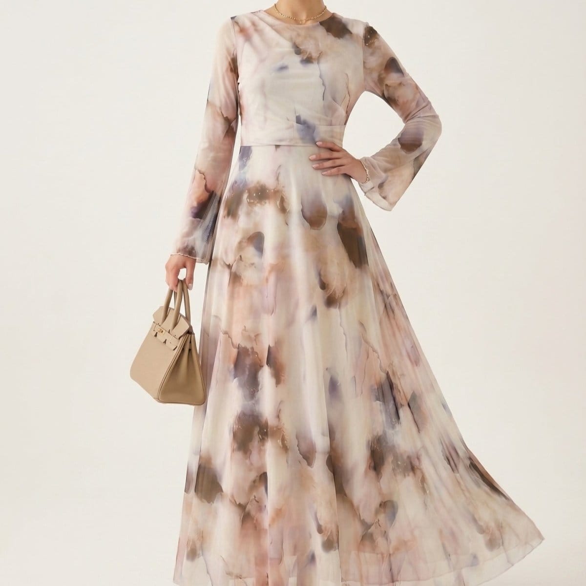 Watercolour Print Maxi Dress(MS447) - A-1 Thread Vault