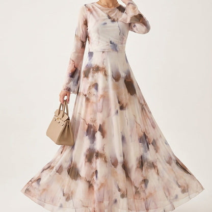 Watercolour Print Maxi Dress(MS447) - A-1 Thread Vault