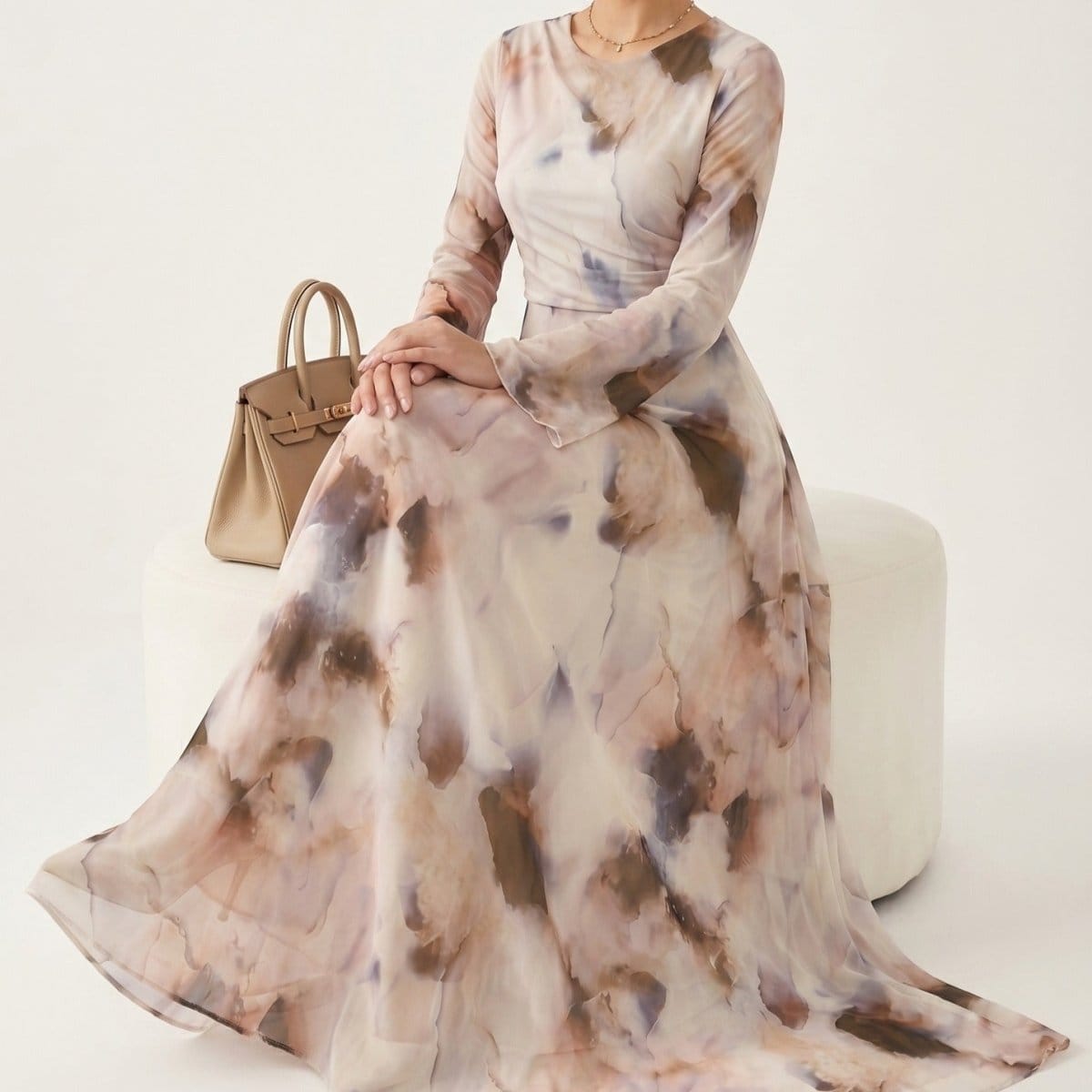 Watercolour Print Maxi Dress(MS447) - A-1 Thread Vault