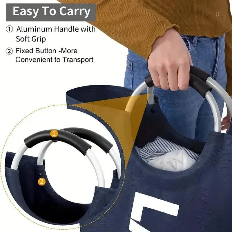 Waterproof Collapsible Clothes Hamper Laundry Basket With Padded Handles - A-1 Thread Vault
