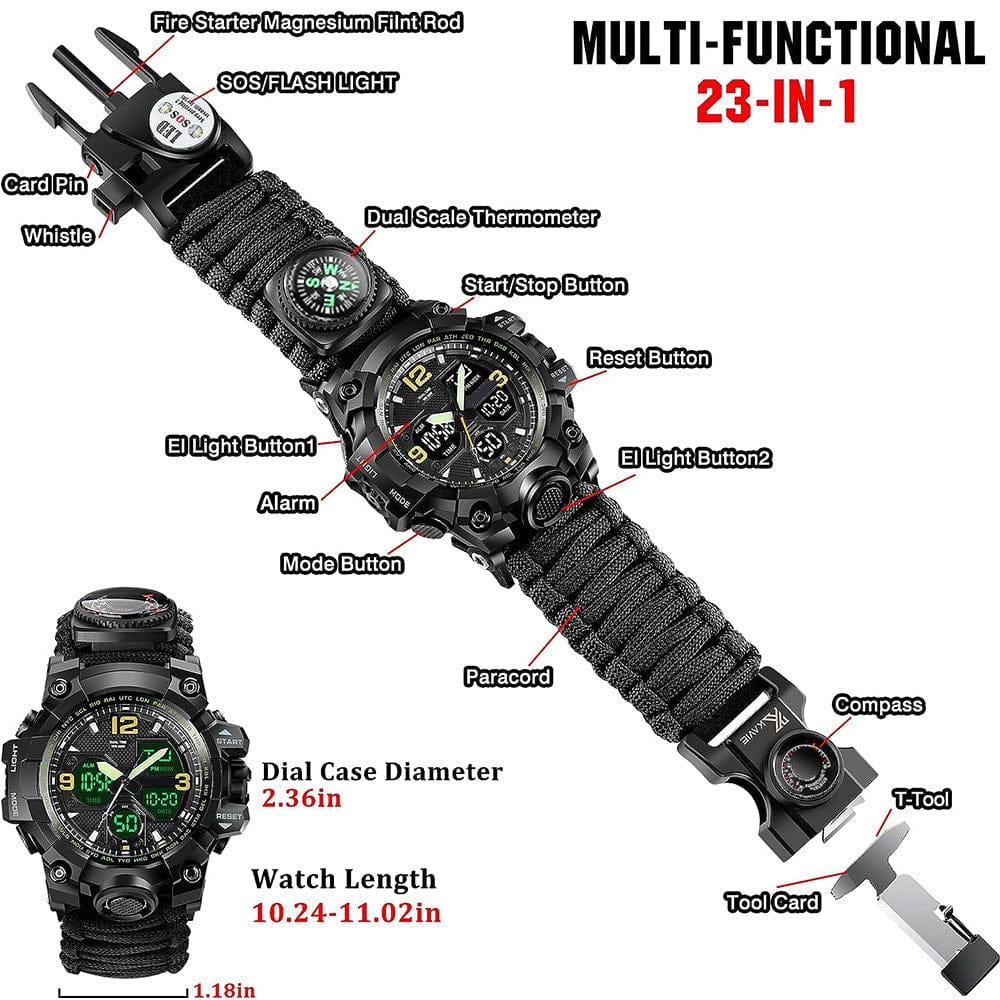 Waterproof Dual Display Electronic Tactical Watch - A-1 Thread Vault