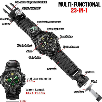 Waterproof Dual Display Electronic Tactical Watch - A-1 Thread Vault