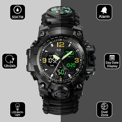 Waterproof Dual Display Electronic Tactical Watch - A-1 Thread Vault