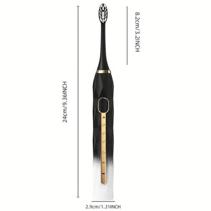 Waterproof USB Rechargeable Electric Toothbrush with 10 Replaceable Toothbrush Heads, Charger and Case - A-1 Thread Vault