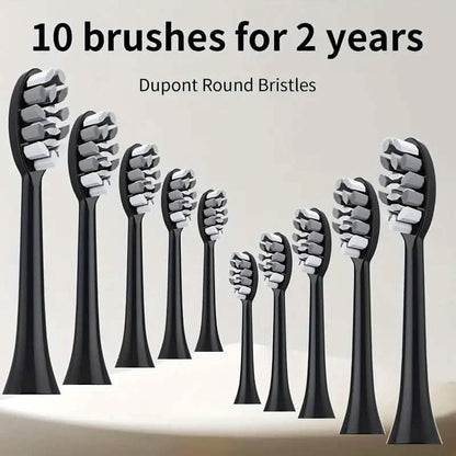 Waterproof USB Rechargeable Electric Toothbrush with 10 Replaceable Toothbrush Heads, Charger and Case - A-1 Thread Vault