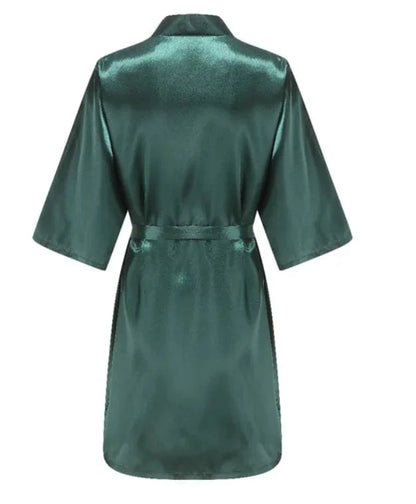 Wedding Party Team Bride Robe With Black Letters Kimono Satin Pajamas Bridesmaid Bathrobe SP2000 - A-1 Thread Vault