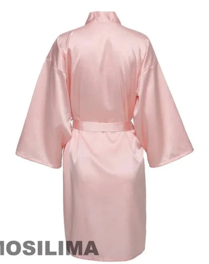 Wedding Party Team Bride Robe With Black Letters Kimono Satin Pajamas Bridesmaid Bathrobe SP2000 - A-1 Thread Vault
