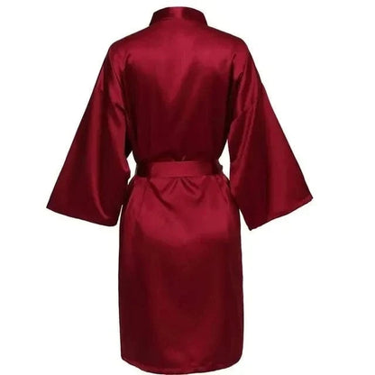 Wedding Party Team Bride Robe Without Letters Kimono Satin Pajamas Bridesmaid Plain Bathrobe SP088 - A-1 Thread Vault