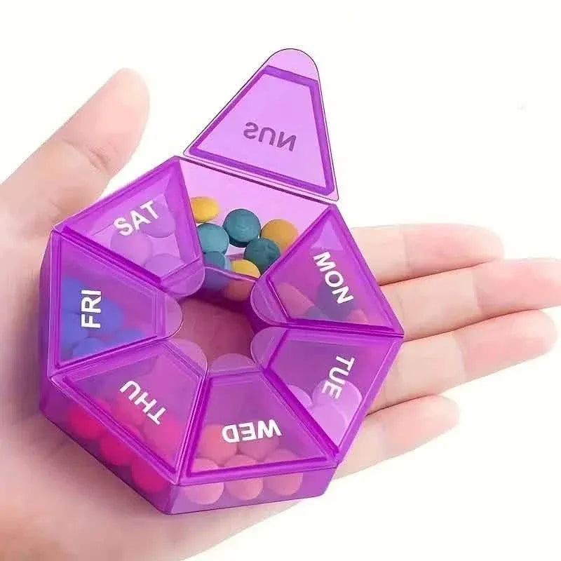 Weekly Rainbow Pill Box - 7-Grid Thickened Pill Storage Box - A-1 Thread Vault